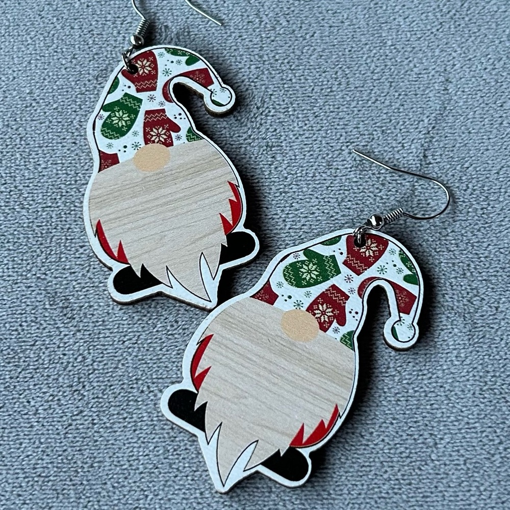 Gnome Earrings ~ Wood ~ Brand New!